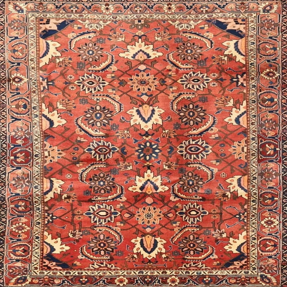 Ahgly Company Indoor Square Traditional Sand Brown Persian Area Rugs, 4' Square