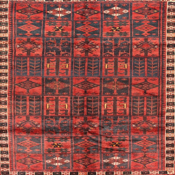 Ahgly Company Indoor Square Traditional Sienna Brown Area Rugs, 5' Square