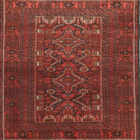Ahgly Company Indoor Square Traditional Tomato Sauce Red Area Rugs, 4' Square