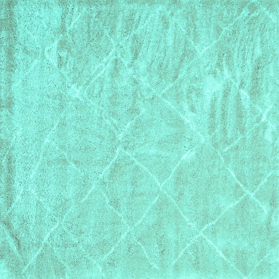 Ahgly Company Indoor Square Trellis Turquoise Blue Modern Area Rugs, 5' Square