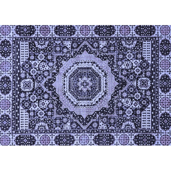 Ahgly Company Machine Washable Indoor Rectangle Abstract Blue Modern Area Rugs, 3' x 5'