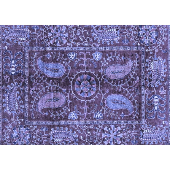 Ahgly Company Machine Washable Indoor Rectangle Abstract Blue Modern Area Rugs, 4' x 6'