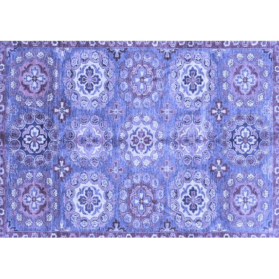 Ahgly Company Machine Washable Indoor Rectangle Abstract Blue Modern Area Rugs, 6' x 9'