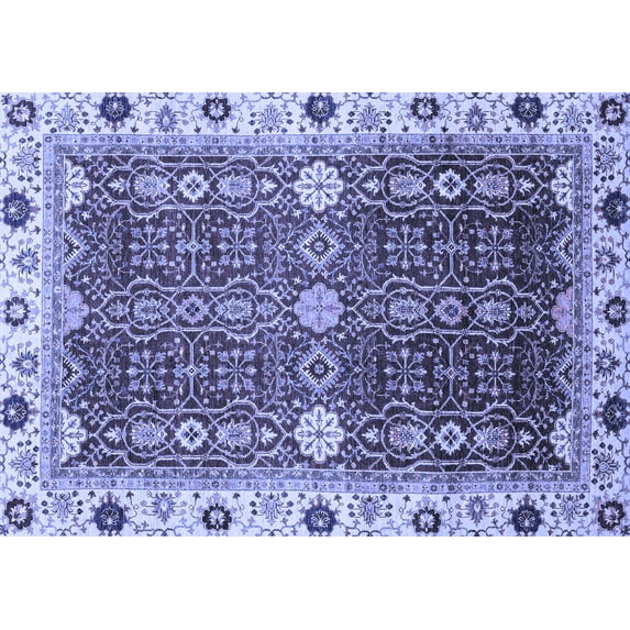 Ahgly Company Machine Washable Indoor Rectangle Abstract Blue Modern Area Rugs, 6' x 9'