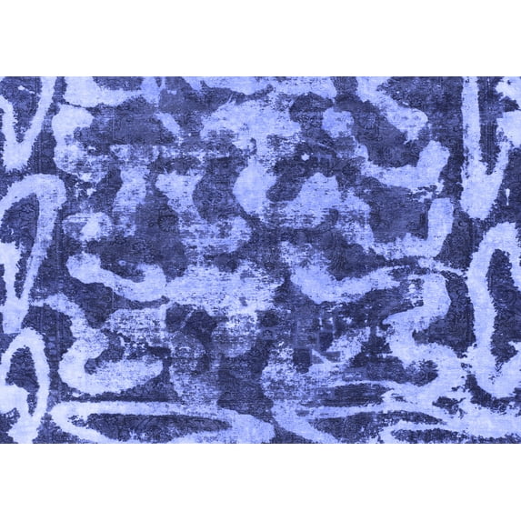 Ahgly Company Machine Washable Indoor Rectangle Abstract Blue Modern Area Rugs, 7' x 9'