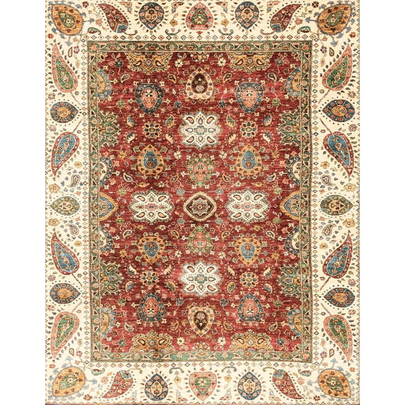 Ahgly Company Machine Washable Indoor Rectangle Abstract Brown Gold Area Rugs, 7' x 9'