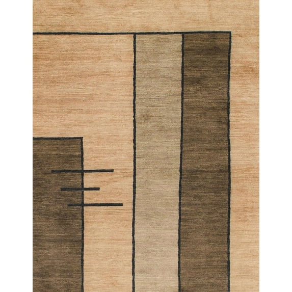 Ahgly Company Machine Washable Indoor Rectangle Abstract Brown Sand Brown Area Rugs, 7' x 9'