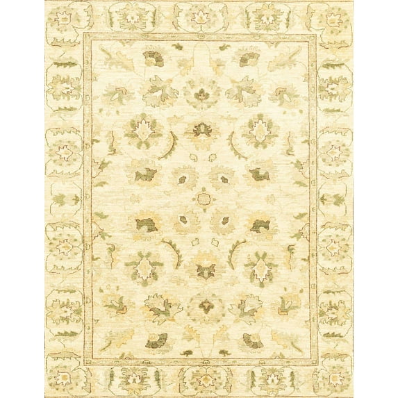 Ahgly Company Machine Washable Indoor Rectangle Abstract Chrome Gold Yellow Area Rugs, 2' x 3'