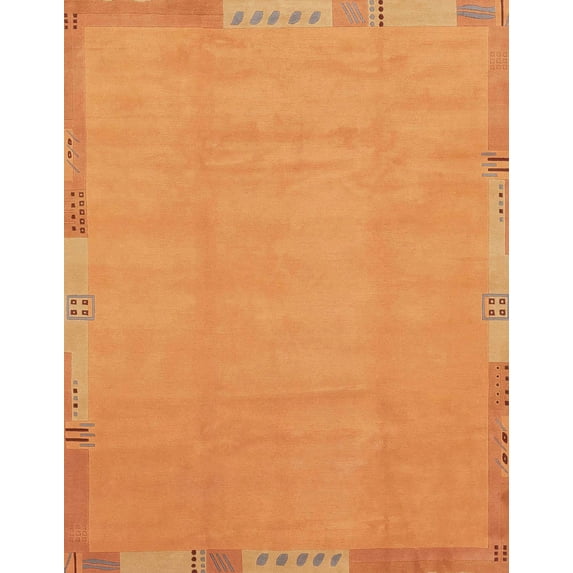 Ahgly Company Machine Washable Indoor Rectangle Abstract Dark Orange Area Rugs, 5' x 7'