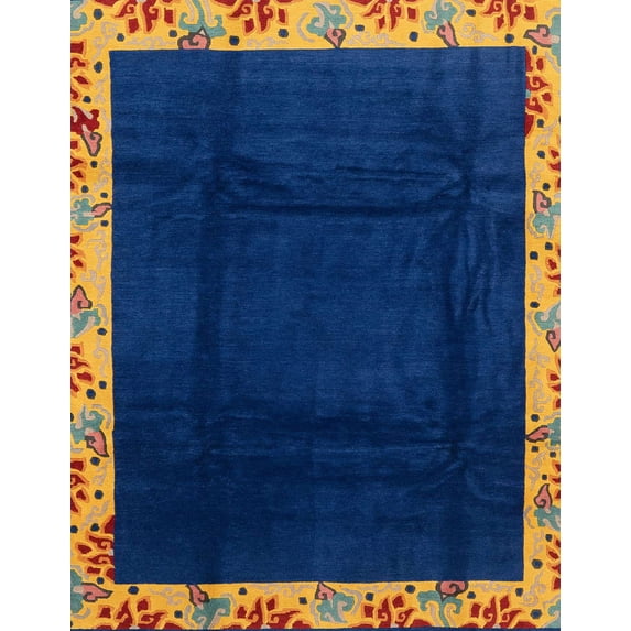 Ahgly Company Machine Washable Indoor Rectangle Abstract Denim Dark Blue Area Rugs, 2' x 5'