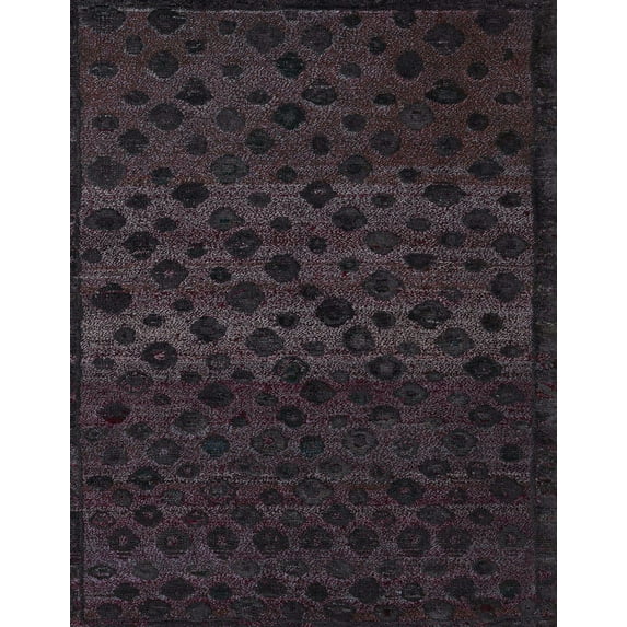 Ahgly Company Machine Washable Indoor Rectangle Abstract Eggplant Purple Area Rugs, 7' x 9'