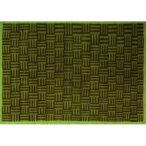 Ahgly Company Machine Washable Indoor Rectangle Abstract Green Modern Area Rugs, 5' x 7'