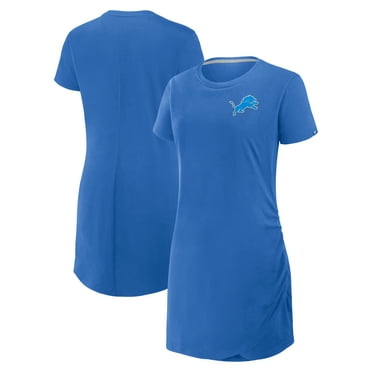 Women's Fanatics Blue Detroit Lions Ruched Drape T-Shirt Dress