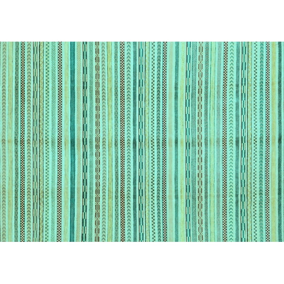 Ahgly Company Machine Washable Indoor Rectangle Abstract Light Blue Modern Area Rugs, 3' x 5'