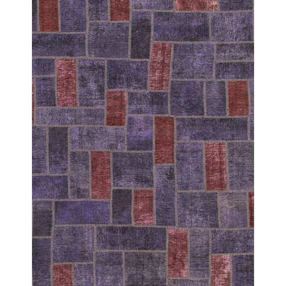 Ahgly Company Machine Washable Indoor Rectangle Abstract Plum Purple Area Rugs, 6' x 9'