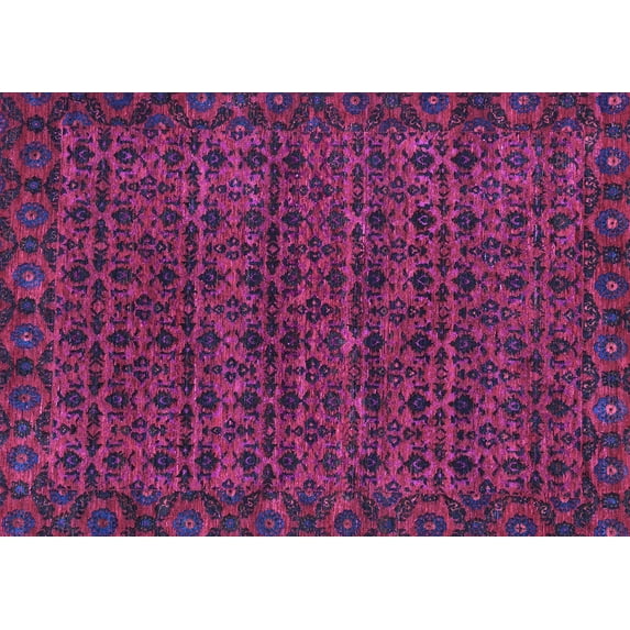 Ahgly Company Machine Washable Indoor Rectangle Abstract Purple Modern Area Rugs, 5' x 8'