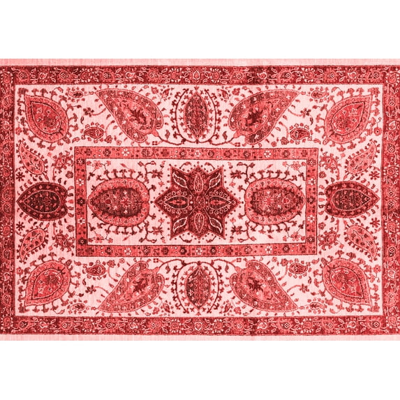Ahgly Company Machine Washable Indoor Rectangle Abstract Red Modern Area Rugs, 2' x 3'