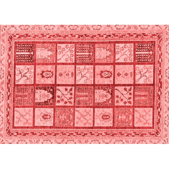 Ahgly Company Machine Washable Indoor Rectangle Abstract Red Modern Area Rugs, 2' x 5'