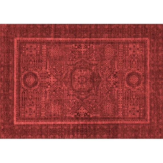 Ahgly Company Machine Washable Indoor Rectangle Abstract Red Modern Area Rugs, 3' x 5'