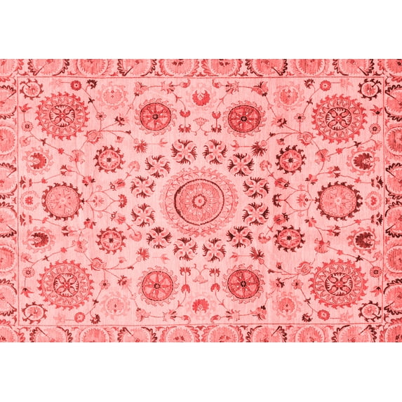 Ahgly Company Machine Washable Indoor Rectangle Abstract Red Modern Area Rugs, 4' x 6'