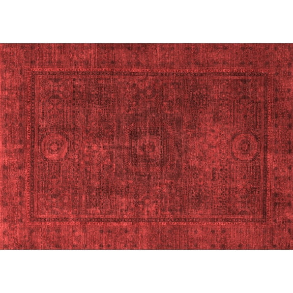 Ahgly Company Machine Washable Indoor Rectangle Abstract Red Modern Area Rugs, 5' x 7'