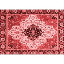 Ahgly Company Machine Washable Indoor Rectangle Abstract Red Modern Area Rugs, 5' x 7'