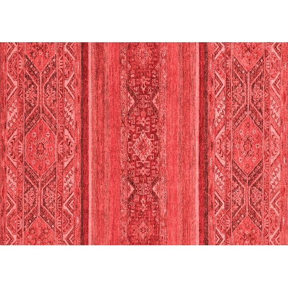 Ahgly Company Machine Washable Indoor Rectangle Abstract Red Modern Area Rugs, 5' x 8'