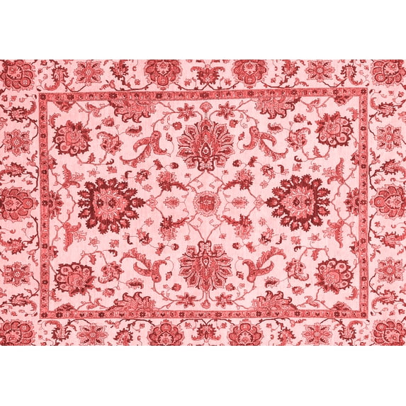Ahgly Company Machine Washable Indoor Rectangle Abstract Red Modern Area Rugs, 6' x 9'