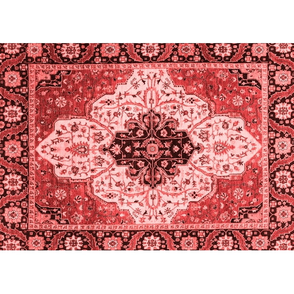 Ahgly Company Machine Washable Indoor Rectangle Abstract Red Modern Area Rugs, 6' x 9'