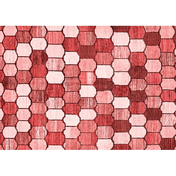 Ahgly Company Machine Washable Indoor Rectangle Abstract Red Modern Area Rugs, 8' x 10'