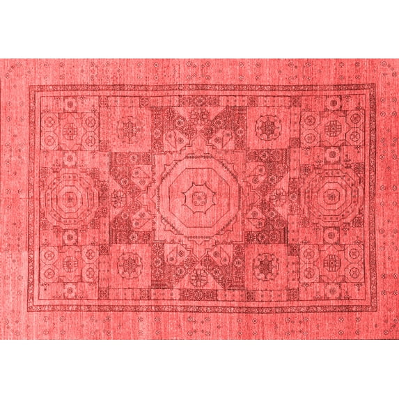 Ahgly Company Machine Washable Indoor Rectangle Abstract Red Modern Area Rugs, 8' x 12'