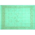 thumbnail image 1 of Ahgly Company Machine Washable Indoor Rectangle Abstract Turquoise Blue Contemporary Area Rugs, 2' x 5', 1 of 4