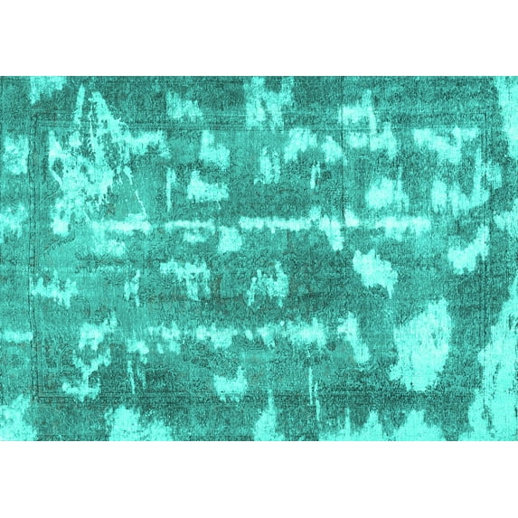 Ahgly Company Machine Washable Indoor Rectangle Abstract Turquoise Blue Contemporary Area Rugs, 2' x 5'