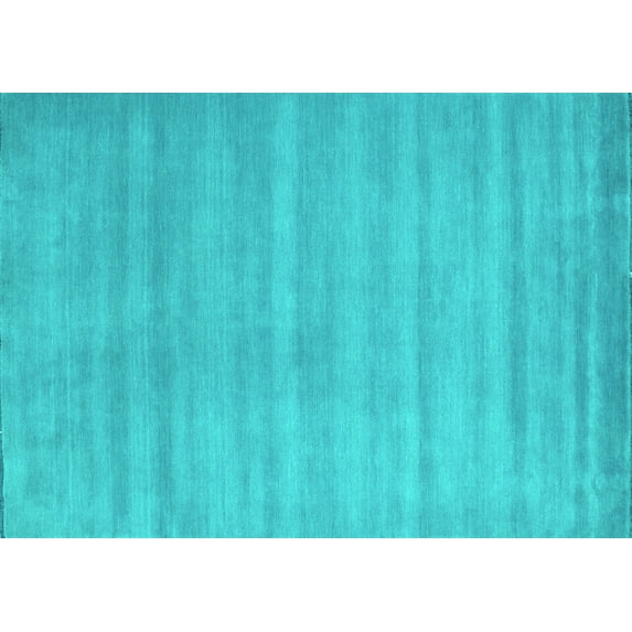 Ahgly Company Machine Washable Indoor Rectangle Abstract Turquoise Blue Contemporary Area Rugs, 3' x 5'