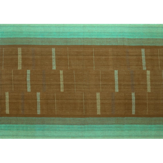 Ahgly Company Machine Washable Indoor Rectangle Abstract Turquoise Blue Contemporary Area Rugs, 7' x 10'