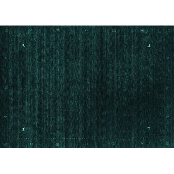 Ahgly Company Machine Washable Indoor Rectangle Abstract Turquoise Blue Contemporary Area Rugs, 7' x 9'
