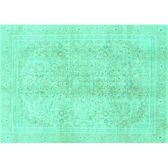 Ahgly Company Machine Washable Indoor Rectangle Abstract Turquoise Blue Modern Area Rugs, 2' x 3'