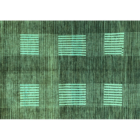 Ahgly Company Machine Washable Indoor Rectangle Abstract Turquoise Blue Modern Area Rugs, 2' x 3'