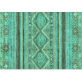 thumbnail image 1 of Ahgly Company Machine Washable Indoor Rectangle Abstract Turquoise Blue Modern Area Rugs, 2' x 5', 1 of 4