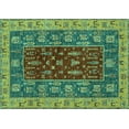 thumbnail image 1 of Ahgly Company Machine Washable Indoor Rectangle Abstract Turquoise Blue Modern Area Rugs, 2' x 5', 1 of 4