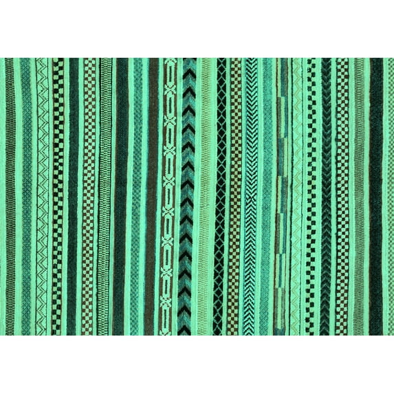 Ahgly Company Machine Washable Indoor Rectangle Abstract Turquoise Blue Modern Area Rugs, 3' x 5'