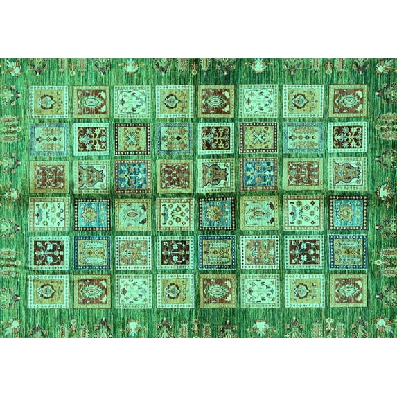 Ahgly Company Machine Washable Indoor Rectangle Abstract Turquoise Blue Modern Area Rugs, 5' x 7'