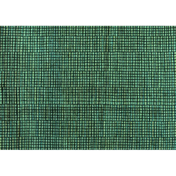 Ahgly Company Machine Washable Indoor Rectangle Abstract Turquoise Blue Modern Area Rugs, 7' x 10'