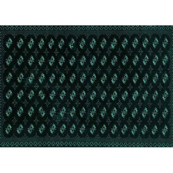 Ahgly Company Machine Washable Indoor Rectangle Abstract Turquoise Blue Modern Area Rugs, 7' x 9'