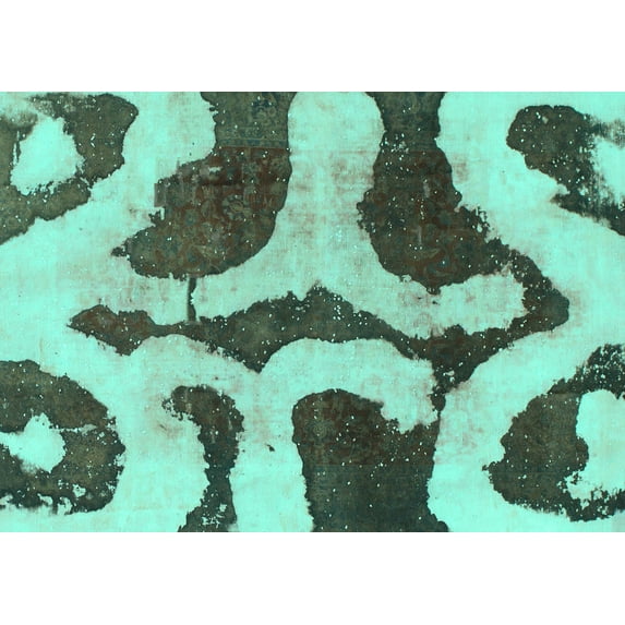 Ahgly Company Machine Washable Indoor Rectangle Abstract Turquoise Blue Modern Area Rugs, 8' x 12'