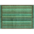 thumbnail image 1 of Ahgly Company Machine Washable Indoor Rectangle Abstract Turquoise Blue Modern Area Rugs, 8' x 12', 1 of 4