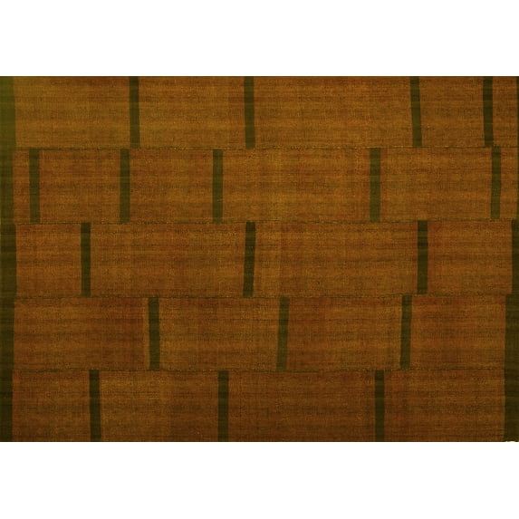 Ahgly Company Machine Washable Indoor Rectangle Abstract Yellow Contemporary Area Rugs, 2' x 4'