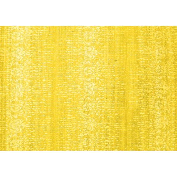 Ahgly Company Machine Washable Indoor Rectangle Abstract Yellow Contemporary Area Rugs, 2' x 5'