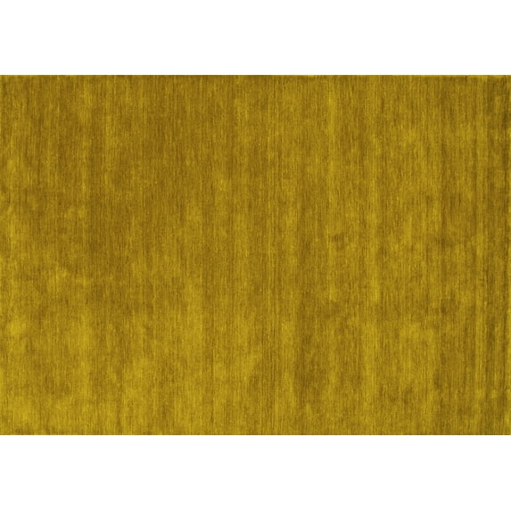 Ahgly Company Machine Washable Indoor Rectangle Abstract Yellow Contemporary Area Rugs, 3' x 5'
