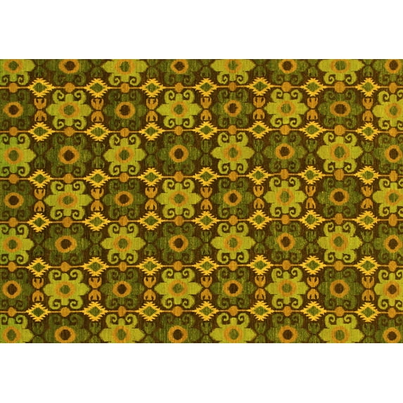 Ahgly Company Machine Washable Indoor Rectangle Abstract Yellow Modern Area Rugs, 2' x 3'